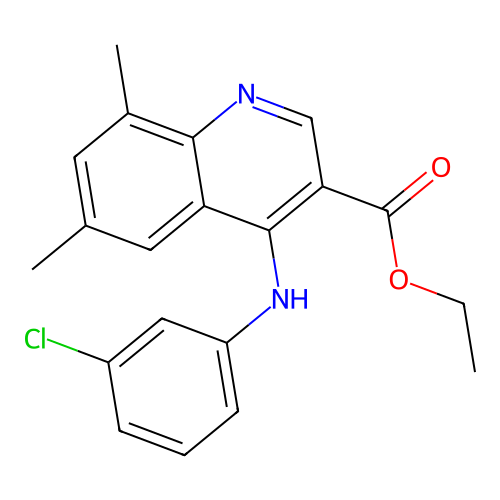 Ethyl 4-[(3-chlorophenyl)amino]-6,8-dimethylquinoline-3-carboxylate structure