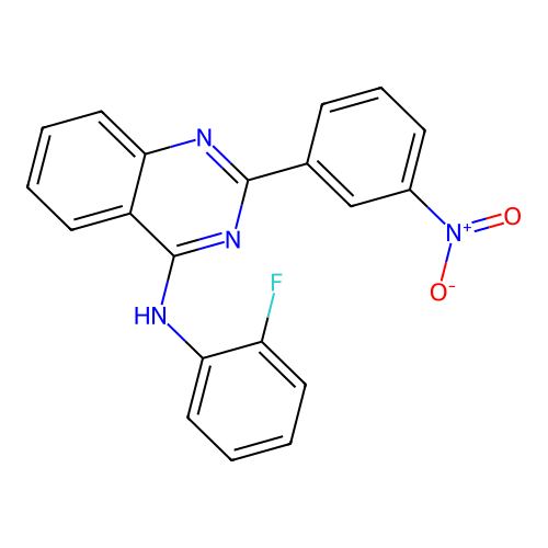 N-(2-fluorophenyl)-2-(3-nitrophenyl)quinazolin-4-amine structure