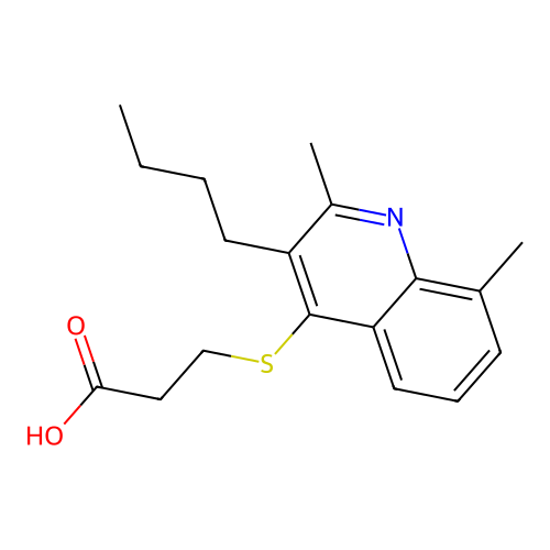 3-((3-Butyl-2,8-dimethylquinolin-4-yl)thio)propanoic acid structure