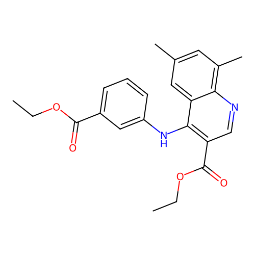Ethyl 4-{[3-(ethoxycarbonyl)phenyl]amino}-6,8-dimethylquinoline-3-carboxylate structure