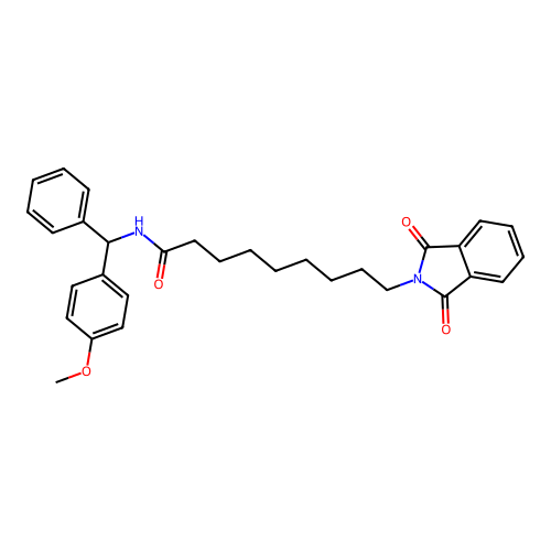 9-(1,3-dioxoisoindol-2-yl)-N-[(4-methoxyphenyl)-phenyl-methyl]nonanamide structure