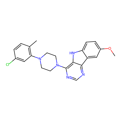 4-[4-(5-chloro-2-methylphenyl)piperazin-1-yl]-8-methoxy-5H-pyrimido[5,4-b]indole structure