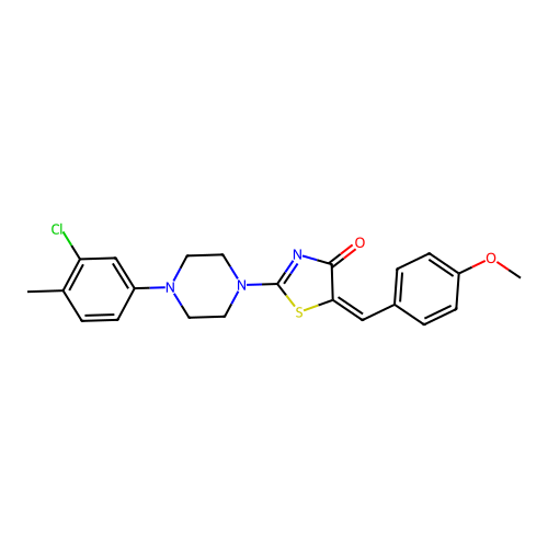 (5E)-2-[4-(3-chloro-4-methylphenyl)piperazin-1-yl]-5-(4-methoxybenzylidene)-1,3-thiazol-4(5H)-one structure