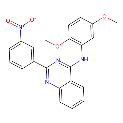 N-(2,5-dimethoxyphenyl)-2-(3-nitrophenyl)quinazolin-4-amine structure