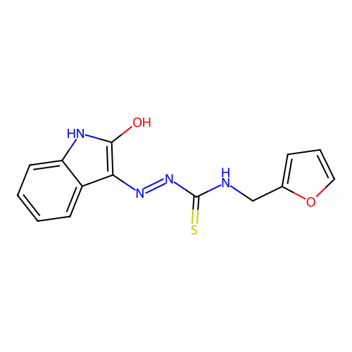 1-(furan-2-ylmethyl)-3-[(2-oxoindol-3-yl)amino]thiourea structure