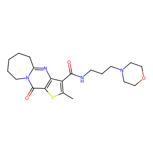 2-methyl-N-(3-morpholinopropyl)-11-oxo-5,6,7,8,9,11-hexahydrothieno[3',2':4,5]pyrimido[1,2-a]azepine-3-carboxamide structure