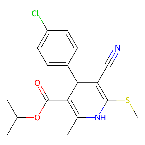 Propan-2-yl 4-(4-chlorophenyl)-5-cyano-2-methyl-6-methylsulfanyl-1,4-dihydropyridine-3-carboxylate structure