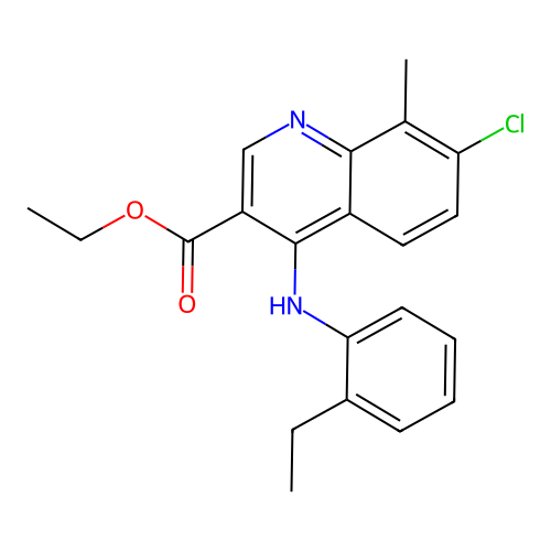 Ethyl 7-chloro-4-[(2-ethylphenyl)amino]-8-methylquinoline-3-carboxylate structure