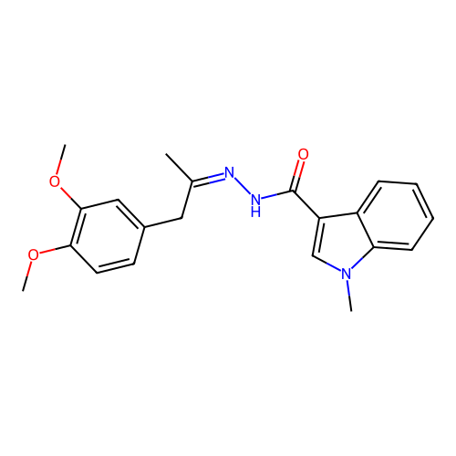 (Z)-N'-(1-(3,4-dimethoxyphenyl)propan-2-ylidene)-1-methyl-1H-indole-3-carbohydrazide structure