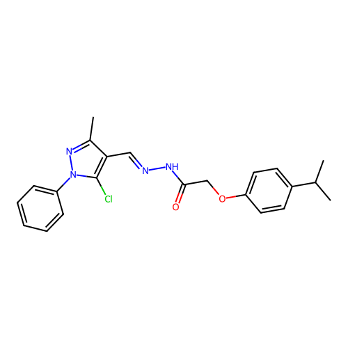 (E)-N'-((5-chloro-3-methyl-1-phenyl-1H-pyrazol-4-yl)methylene)-2-(4-isopropylphenoxy)acetohydrazide structure
