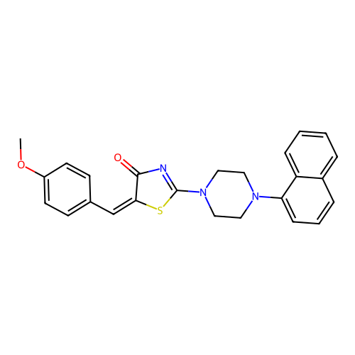 (5E)-5-[(4-methoxyphenyl)methylidene]-2-(4-naphthalen-1-ylpiperazin-1-yl)-1,3-thiazol-4-one structure