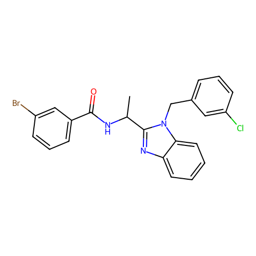 3-bromo-N-{1-[1-(3-chlorobenzyl)-1H-benzimidazol-2-yl]ethyl}benzamide structure