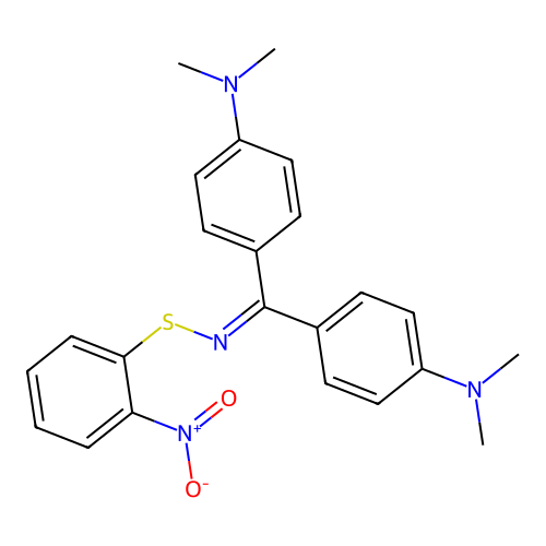 4,4'-((((2-nitrophenyl)thio)imino)methylene)bis(N,N-dimethylaniline) structure