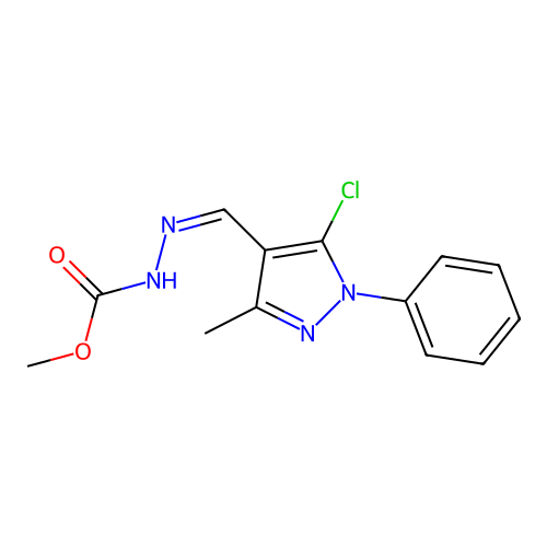 (Z)-methyl 2-((5-chloro-3-methyl-1-phenyl-1H-pyrazol-4-yl)methylene)hydrazinecarboxylate structure