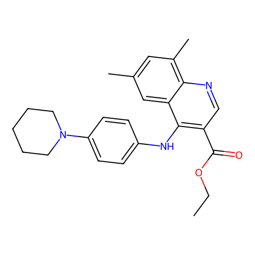 Ethyl 6,8-dimethyl-4-{[4-(piperidin-1-yl)phenyl]amino}quinoline-3-carboxylate structure