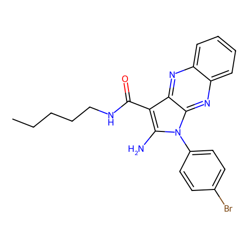 2-amino-1-(4-bromophenyl)-N-pentyl-1H-pyrrolo[2,3-b]quinoxaline-3-carboxamide structure