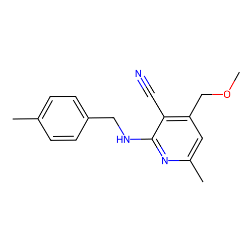 4-(Methoxymethyl)-6-methyl-2-[(4-methylbenzyl)amino]pyridine-3-carbonitrile structure