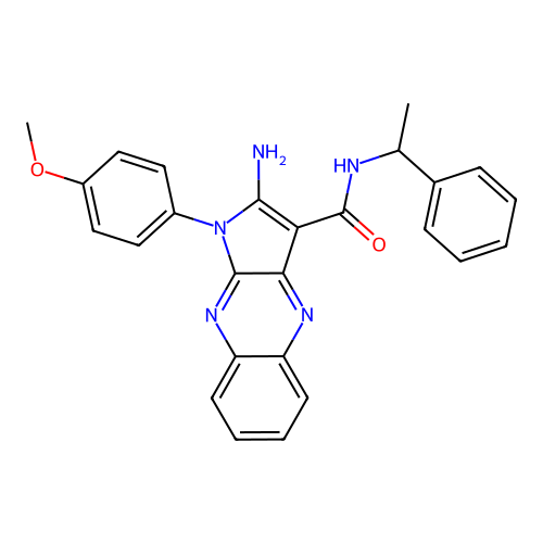 2-amino-1-(4-methoxyphenyl)-N-(1-phenylethyl)-1H-pyrrolo[2,3-b]quinoxaline-3-carboxamide structure