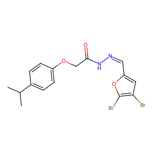(Z)-N'-((4,5-dibromofuran-2-yl)methylene)-2-(4-isopropylphenoxy)acetohydrazide structure