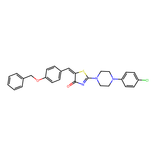 (E)-5-(4-(benzyloxy)benzylidene)-2-(4-(4-chlorophenyl)piperazin-1-yl)thiazol-4(5H)-one structure