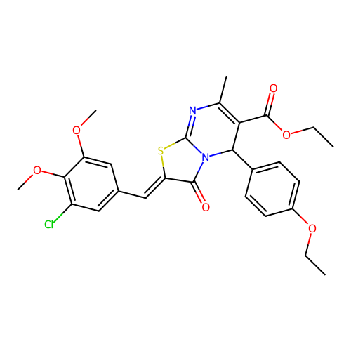 (Z)-ethyl 2-(3-chloro-4,5-dimethoxybenzylidene)-5-(4-ethoxyphenyl)-7-methyl-3-oxo-3,5-dihydro-2H-thiazolo[3,2-a]pyrimidine-6-carboxylate structure