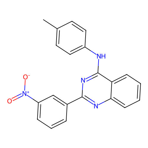 N-(4-methylphenyl)-2-(3-nitrophenyl)quinazolin-4-amine structure