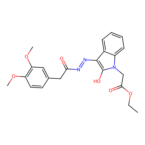 (Z)-ethyl 2-(3-(2-(2-(3,4-dimethoxyphenyl)acetyl)hydrazono)-2-oxoindolin-1-yl)acetate structure