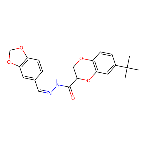 (Z)-N'-(benzo[d][1,3]dioxol-5-ylmethylene)-7-(tert-butyl)-2,3-dihydrobenzo[b][1,4]dioxine-2-carbohydrazide structure