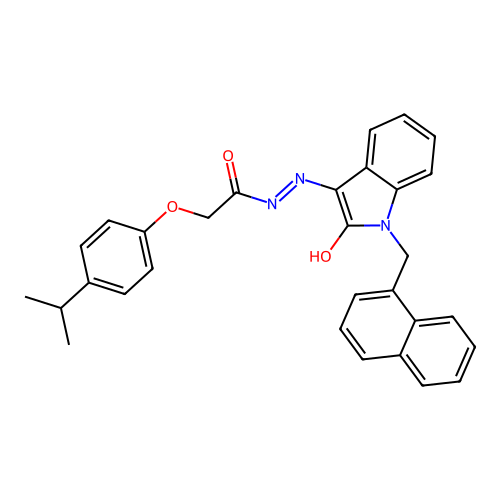 (E)-2-(4-isopropylphenoxy)-N'-(1-(naphthalen-1-ylmethyl)-2-oxoindolin-3-ylidene)acetohydrazide structure