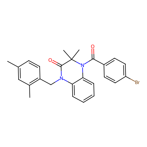 4-(4-bromobenzoyl)-1-(2,4-dimethylbenzyl)-3,3-dimethyl-3,4-dihydroquinoxalin-2(1H)-one structure