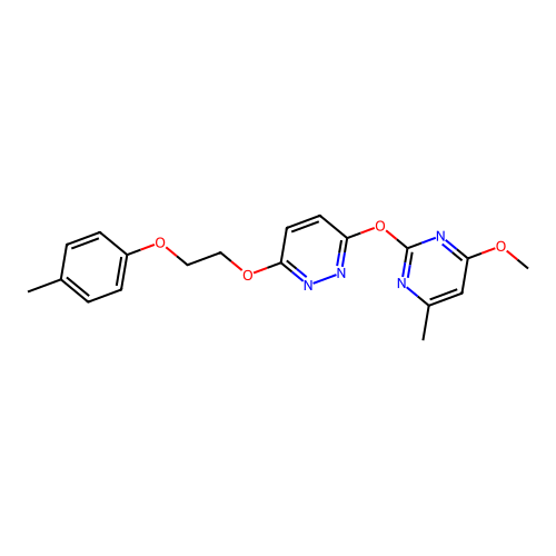 4-Methoxy-6-methyl-2-[6-[2-(4-methylphenoxy)ethoxy]pyridazin-3-yl]oxypyrimidine structure