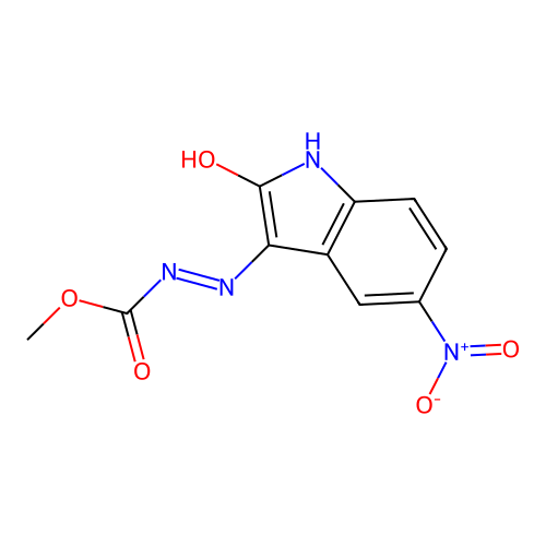 (E)-methyl 2-(5-nitro-2-oxoindolin-3-ylidene)hydrazinecarboxylate structure