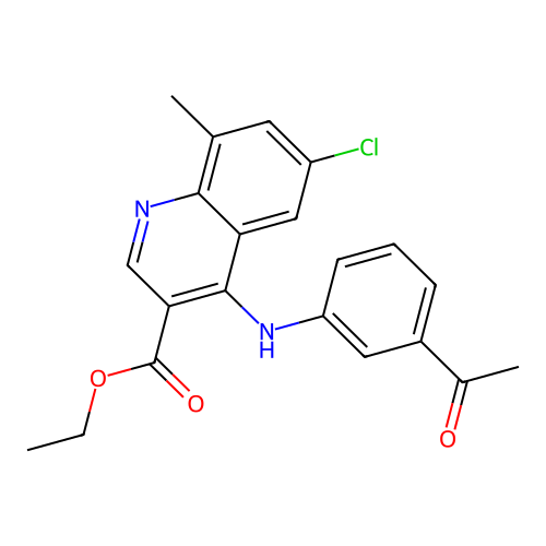 Ethyl 4-[(3-acetylphenyl)amino]-6-chloro-8-methylquinoline-3-carboxylate structure