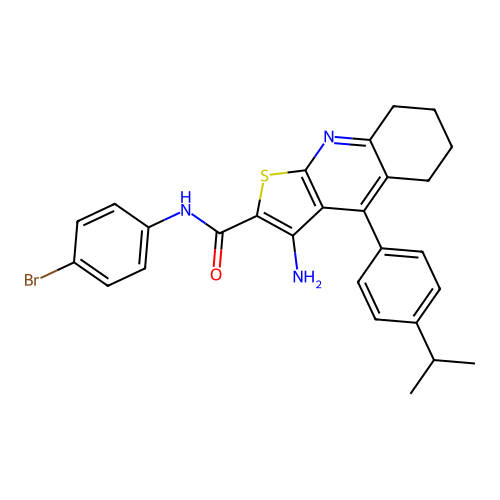 3-amino-N-(4-bromophenyl)-4-(4-isopropylphenyl)-5,6,7,8-tetrahydrothieno[2,3-b]quinoline-2-carboxamide structure