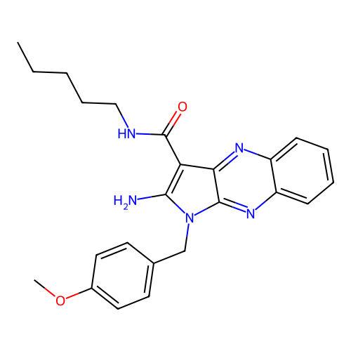 2-amino-1-(4-methoxybenzyl)-N-pentyl-1H-pyrrolo[2,3-b]quinoxaline-3-carboxamide structure