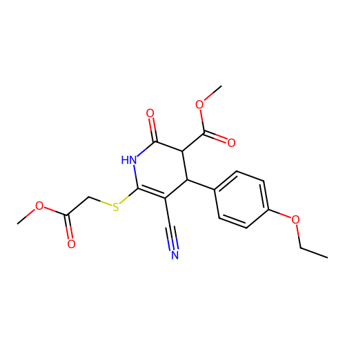 methyl 5-cyano-4-(4-ethoxyphenyl)-6-[(2-methoxy-2-oxoethyl)sulfanyl]-2-oxo-1,2,3,4-tetrahydropyridine-3-carboxylate structure