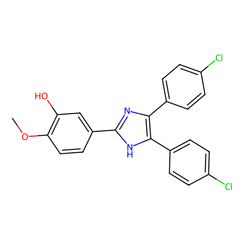 5-[4,5-bis(4-chlorophenyl)-1H-imidazol-2-yl]-2-methoxyphenol structure