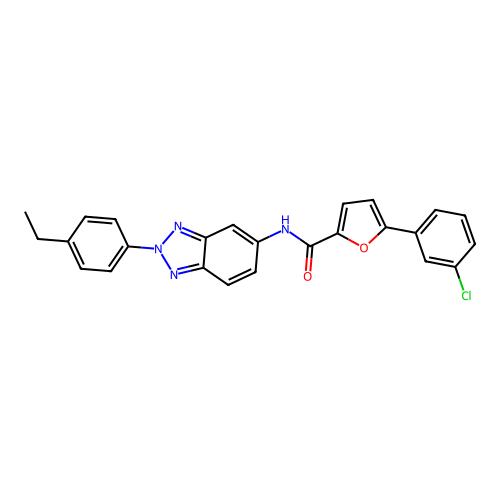 5-(3-chlorophenyl)-N-[2-(4-ethylphenyl)-2H-benzotriazol-5-yl]furan-2-carboxamide structure