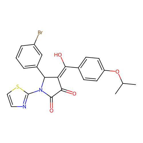 5-(3-bromophenyl)-3-hydroxy-4-{[4-(propan-2-yloxy)phenyl]carbonyl}-1-(1,3-thiazol-2-yl)-1,5-dihydro-2H-pyrrol-2-one structure
