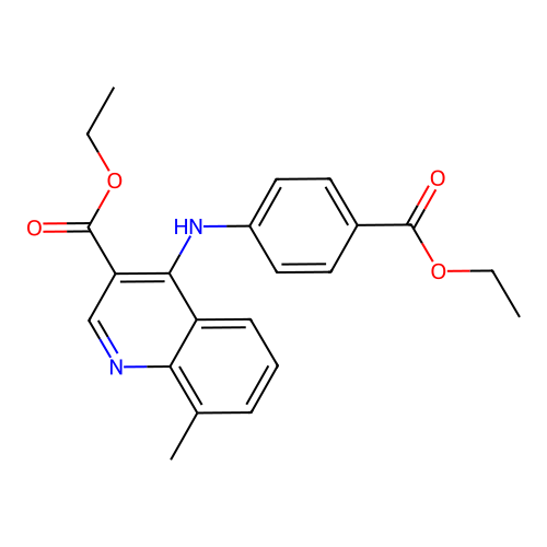 Ethyl 4-{[4-(ethoxycarbonyl)phenyl]amino}-8-methylquinoline-3-carboxylate structure
