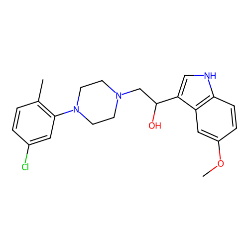2-[4-(5-chloro-2-methylphenyl)piperazin-1-yl]-1-(5-methoxy-1H-indol-3-yl)ethanol structure