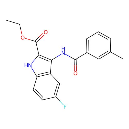 ethyl 5-fluoro-3-{[(3-methylphenyl)carbonyl]amino}-1H-indole-2-carboxylate structure