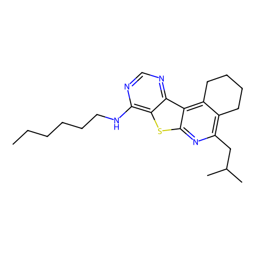 N-hexyl-5-isobutyl-1,2,3,4-tetrahydropyrimido[4',5':4,5]thieno[2,3-c]isoquinolin-8-amine structure