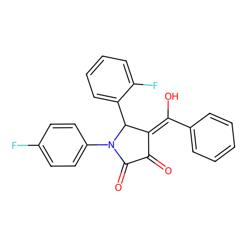 (4E)-5-(2-fluorophenyl)-1-(4-fluorophenyl)-4-[hydroxy(phenyl)methylidene]pyrrolidine-2,3-dione structure