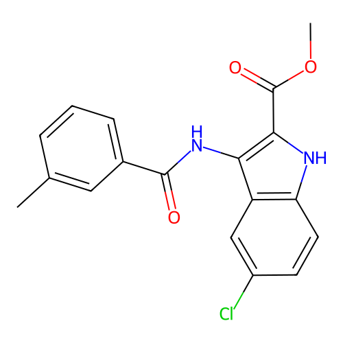 methyl 5-chloro-3-{[(3-methylphenyl)carbonyl]amino}-1H-indole-2-carboxylate structure