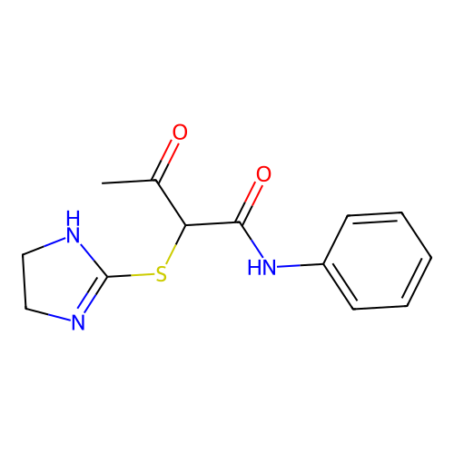 2-(4,5-dihydro-1H-imidazol-2-ylsulfanyl)-3-oxo-N-phenylbutanamide structure
