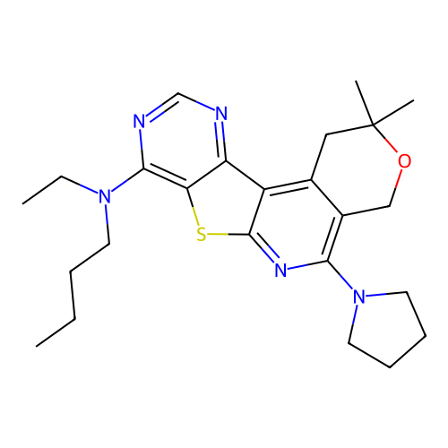 N-BUTYL-N-[2,2-DIMETHYL-5-(1-PYRROLIDINYL)-1,4-DIHYDRO-2H-PYRANO[4'',3'':4',5']PYRIDO[3',2':4,5]THIENO[3,2-D]PYRIMIDIN-8-YL]-N-ETHYLAMINE structure