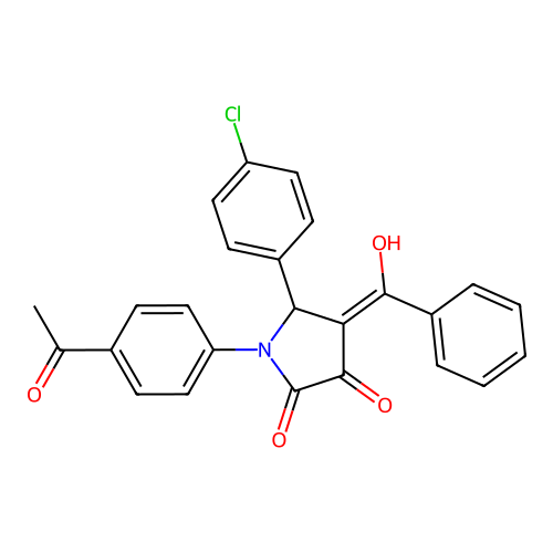 (4E)-1-(4-acetylphenyl)-5-(4-chlorophenyl)-4-[hydroxy(phenyl)methylidene]pyrrolidine-2,3-dione structure
