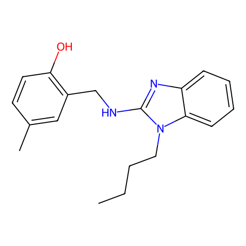 2-{[(1-butyl-1H-benzimidazol-2-yl)amino]methyl}-4-methylphenol structure