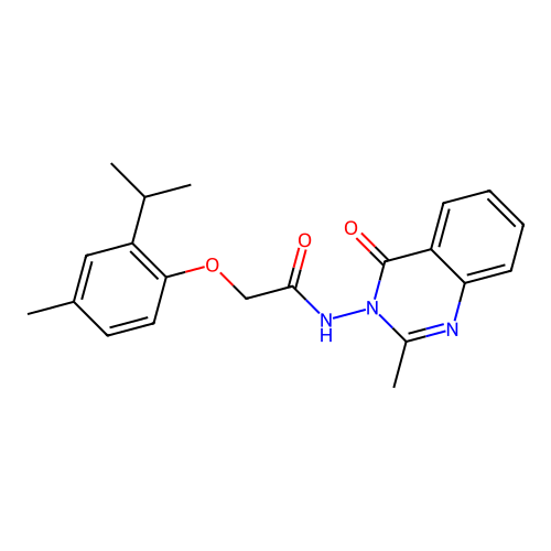 2-(2-Isopropyl-4-methyl-phenoxy)-N-(2-methyl-4-oxo-4H-quinazolin-3-yl)-acetamide structure